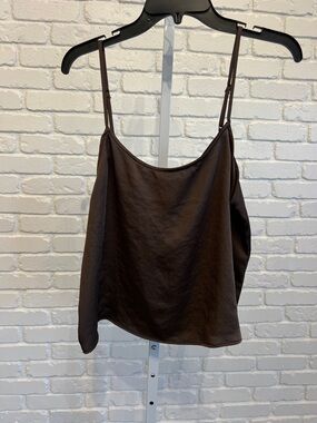 Satin-Feel Brown Spaghetti Strap Cami - Chocolate